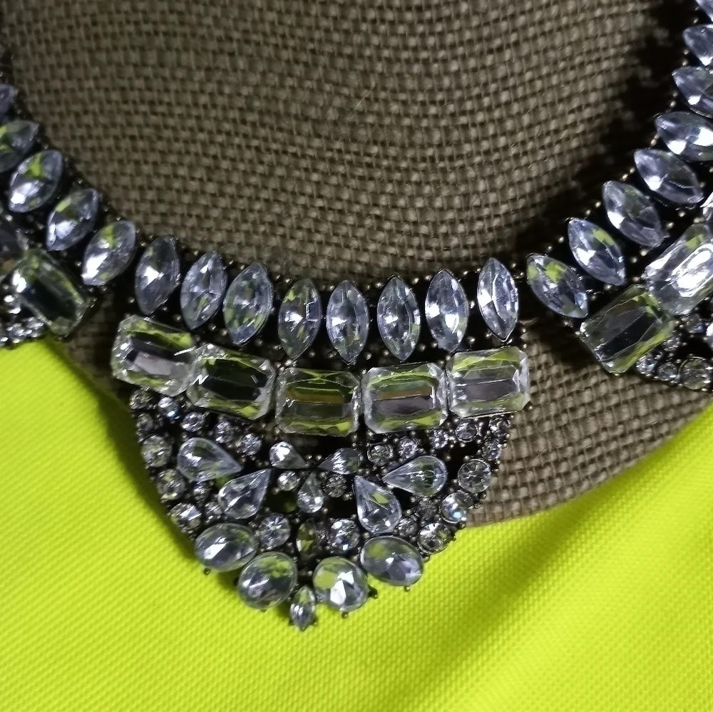 Baublebar goldtone rhinestone necklace statement runway